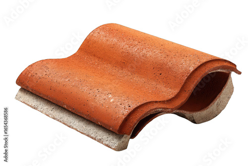 Terracotta roof tile, curved, layered