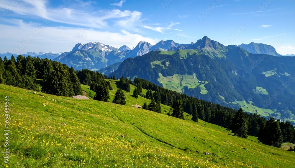 Fototapeta premium Alpine meadow panorama