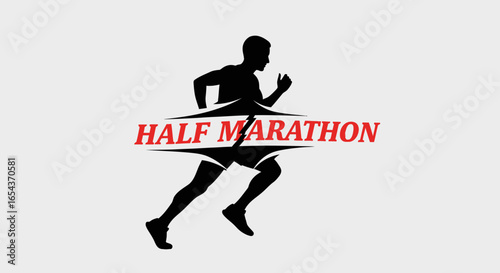 Dynamic half marathon runner silhouette embodying speed and determination for