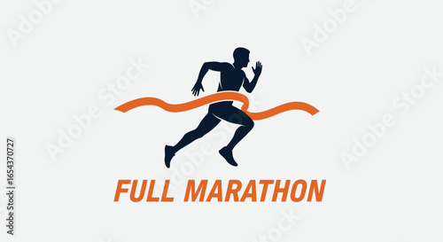 Illustration depicting a male runner triumphantly crossing the finish line tape