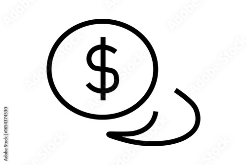 The image shows a line icon of money or financial transaction.