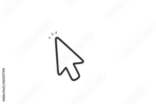 Hand-drawn mouse cursor clicking. Doodle arrow pointer icon for website and app UI/UX design. Vector for computer navigation, pressing a button, selecting a link concept.