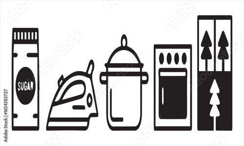 Collection of camping and outdoor gear icons