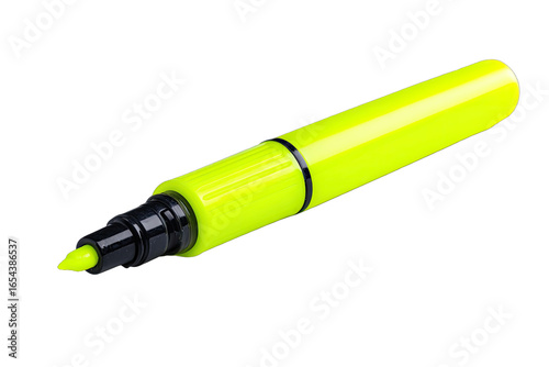 Bright yellow highlighter pen, angled