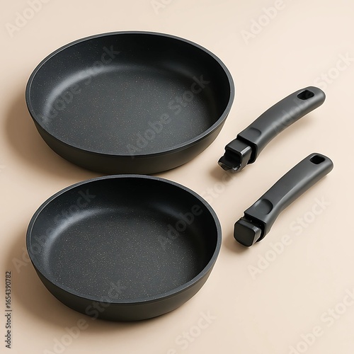 Premium Non-Stick Frying Pan Set with Detachable Handles – Modern Minimalist Design