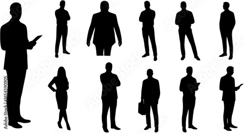 Silhouette portraits of diverse business professionals.
