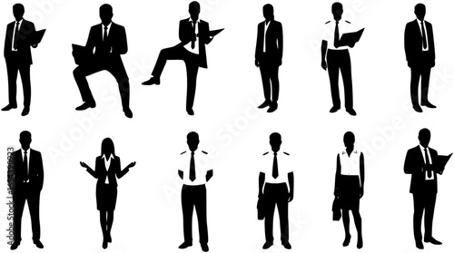Silhouette portraits of diverse business professionals.
