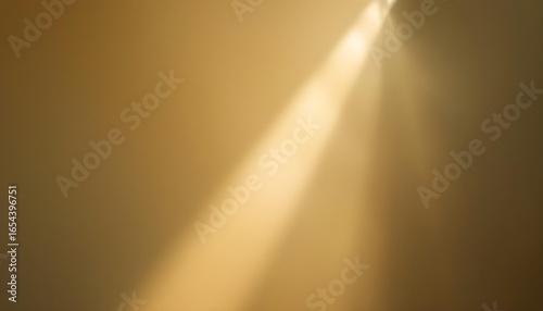 Abstract minimalist background with a light beam breaking through a misty haze. The warm golden glow creates a calm atmosphere. AI generated.