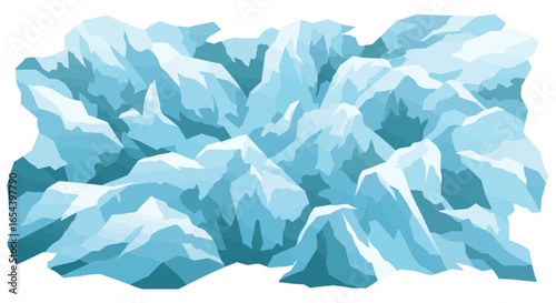 Blue  white jagged mountain range illustration against a white background