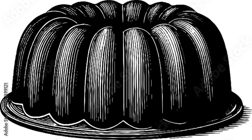 Vintage bundt cake pan engraving - retro kitchenware design