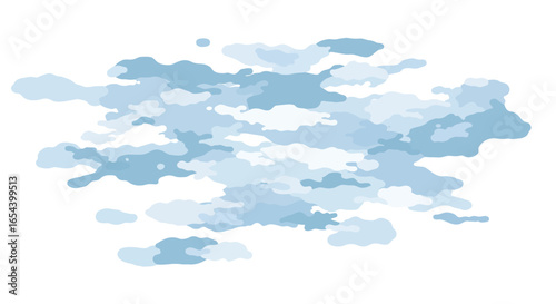 Flat cloud art blue organiclike shapes  patterns on white