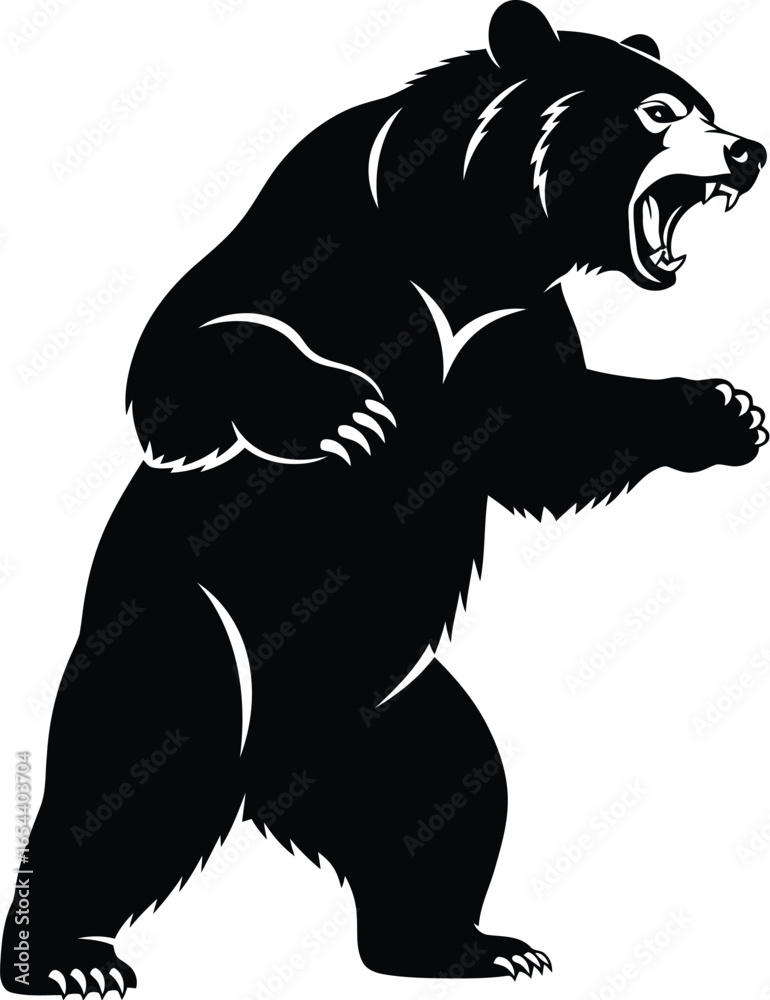 Fototapeta premium Illustration of a ferocious grizzly bear roaring with claws out