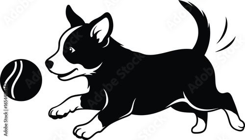 A playful puppy running towards a ball, full of energy and excitement, ready to fetch and have fun