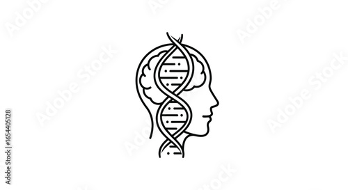 Brain and DNA Strand Icon