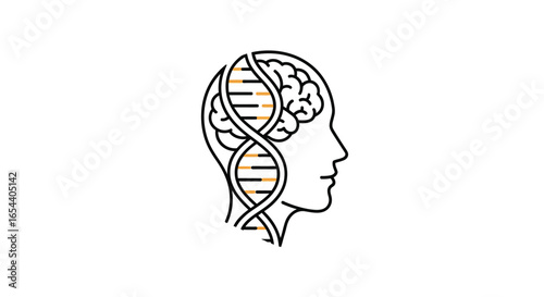 Brain and DNA Strand Icon