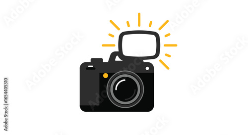 Camera with Flash and Envelope Icon