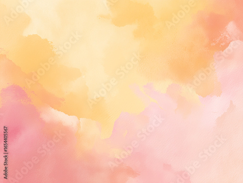 ピンクとイエローの柔らかな水彩風抽象背景