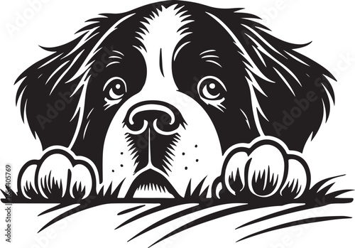 Vector art of bernese mountain dog head illustration isolated on white background in black