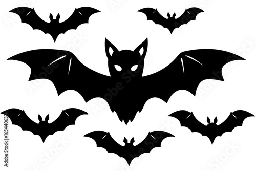 Vector illusion of set of halloween bats