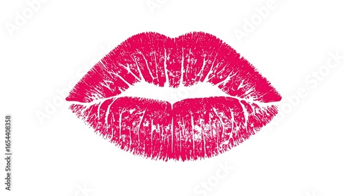 A vibrant hot pink lipstick kiss print against a plain white background displays a passionate, loving image.