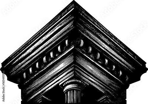 Architectural heritage: ornate building cornice engraving for artistic design