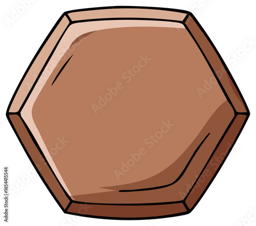 Polygonal Tile Illustration of a Brown Hexagon Shape, Geometric Design, Six-Sided, Honeycomb Element