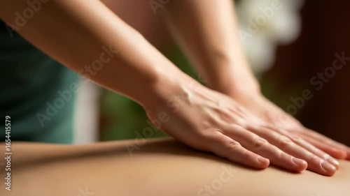 Wallpaper Mural Relaxing massage therapy session with hands gently kneading the back, promoting wellness and stress relief in a spa setting Torontodigital.ca
