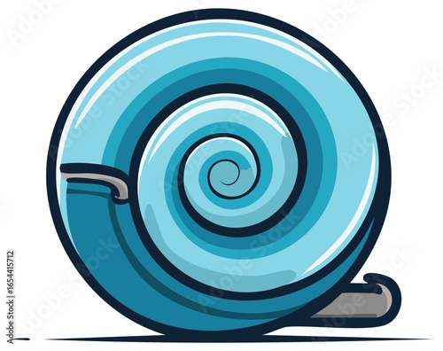 Vibrant blue spiral snail shell graphic with abstract swirl design