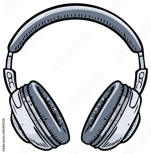 Over-Ear Headphones Illustration, Stylish Music Accessory, Isolated Vector Design