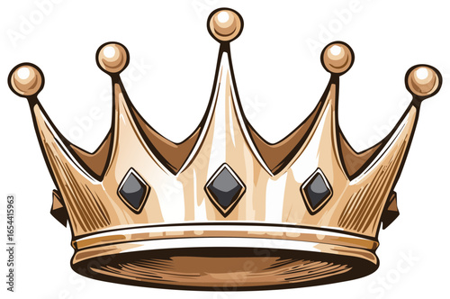 Golden Royal Crown with Gemstones and Decorative Elements