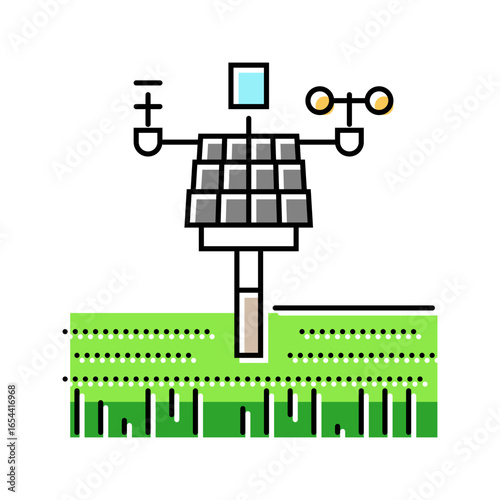 weather station agri tech color icon vector illustration