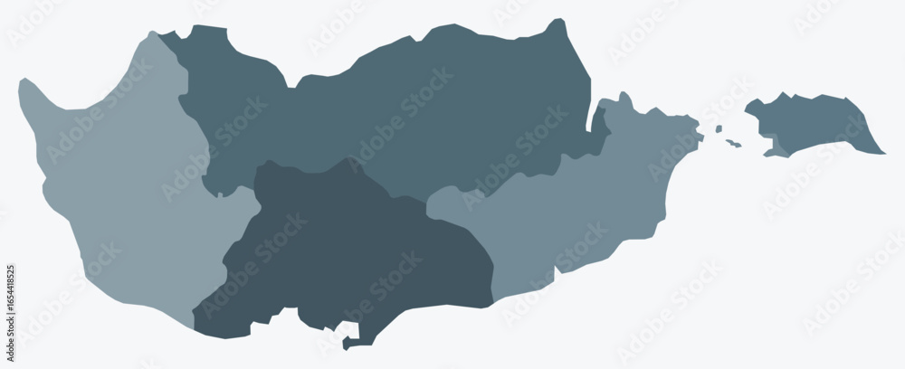 Fototapeta premium Map of Cyprus with regions. Just a simple country border map with region division. Blue grey color palette. Flat Republic of Cyprus shape with administrative division. Vector illustration.