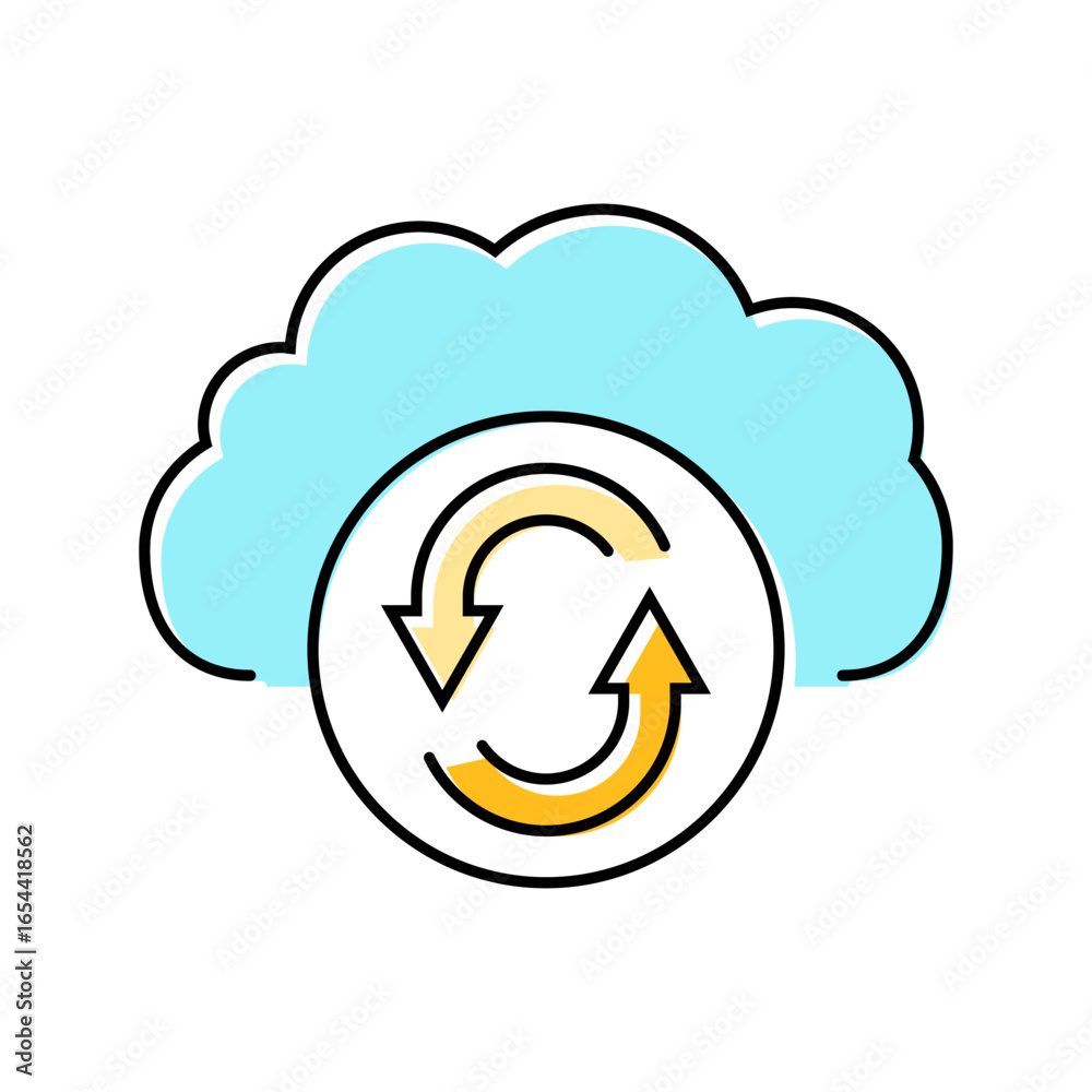 Obraz premium data synchronization cloud computing color icon vector illustration