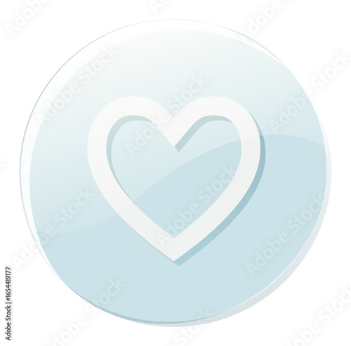 white heart icon on blue circle design background