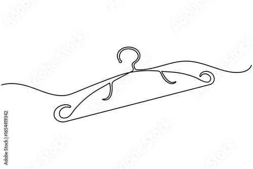 Clothes hangers continuous one line drawing minimalist fashion wardrobe vector illustration