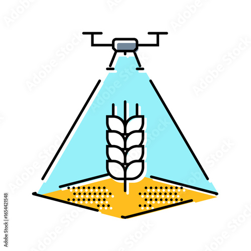 agricultural crop mapping aerial vehicle color icon vector illustration