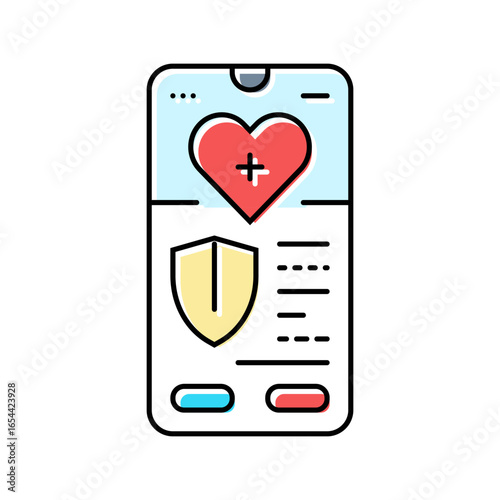 health insurance app healthcare innovation color icon vector illustration