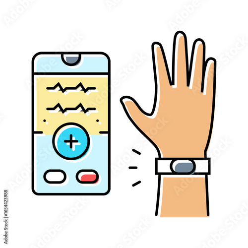 biometric health sensor healthcare innovation color icon vector illustration