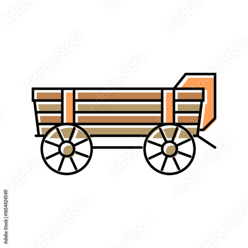 horse drawn cart industry color icon vector illustration