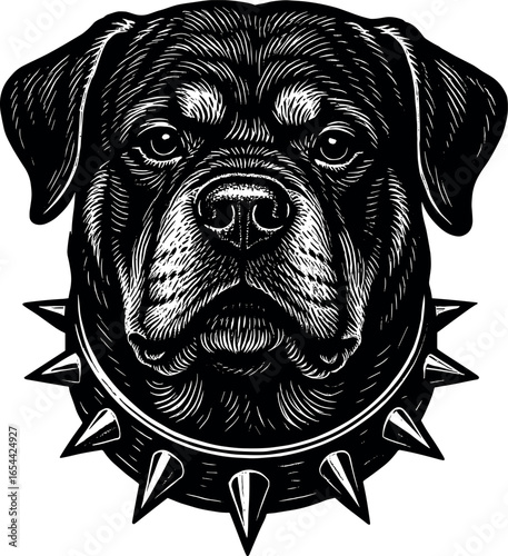 Rottweiler with Spiked Collar vector silhouette design