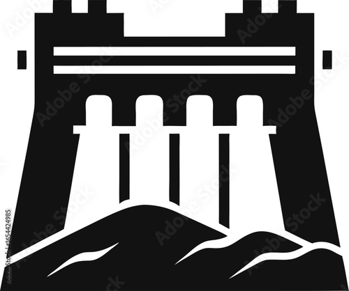 Hydroelectric Dam Icon on Transparent Background
