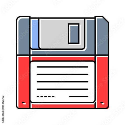 digital data storage floppy disk color icon vector illustration