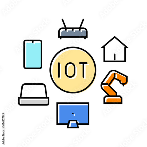 internet of things iot devices color icon vector illustration