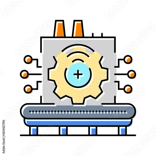 smart factory industry color icon vector illustration