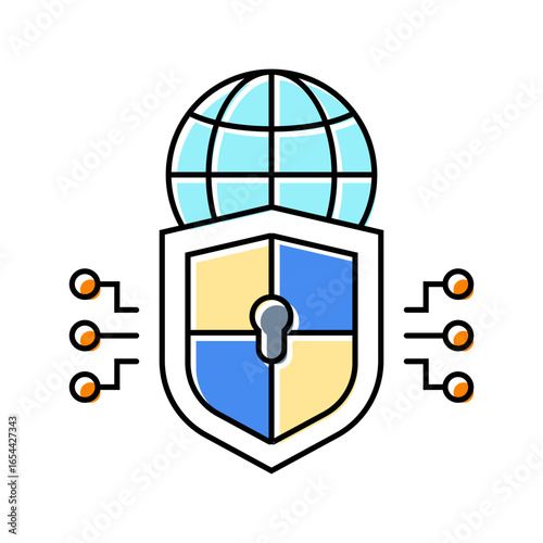 cybersecurity shield industry color icon vector illustration
