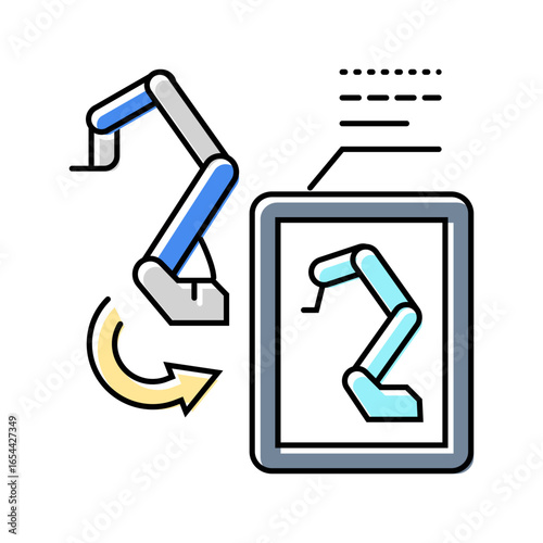 digital twin technology industry color icon vector illustration