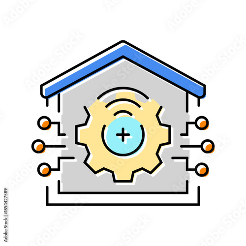 smart home automation industry color icon vector illustration