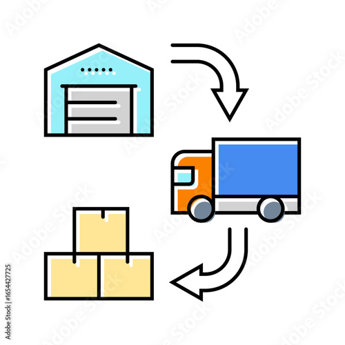 advanced supply chain industry color icon vector illustration