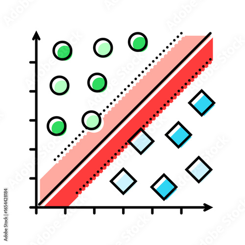 support vector machine svm color icon vector illustration