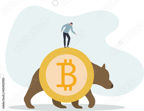 Bitcoin Price Fall. Bear Market Concept and Trading.